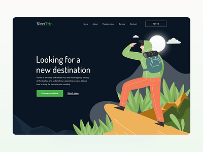 Travel Agency Dark Header Concept!. 2k20 agency branding creative dark header dark varsion header header design header exploration travel travel agency typography ui uidesign ux uxdesign web webdesign