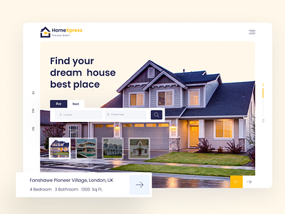 HomeXpress - Property Agency Header Concept! 2k20 agency branding buyhouse colorful creative design header header design header exploration minimalist property property finder property management property search property web typogaphy ui ux uidesign webdesign