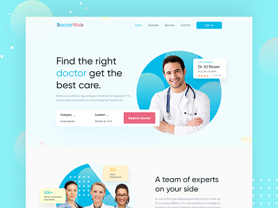 Doctorweb - Doctor Searching Landing Page Website agency branding colorful concept creative doctor doctor appointment doctor landingpage doctor landingpage doctor searching doctor searching doctor website doctors find doctor typography ui ui deisgn ux web webdesign