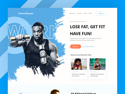 PowerHouse- Fitness Landing Page bodybuilding crossfit exercise fit fitness fitness web fitnessmodel fitnessmotivation gym gym web gymlife gymmotivation health lifestyle muscle personaltrainer training uiux web workout