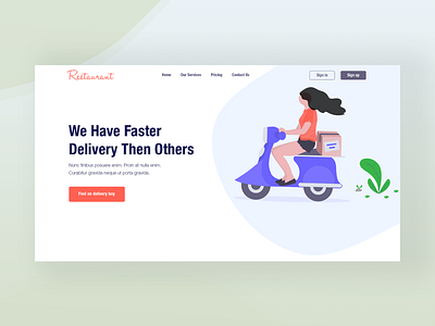 Food Delivery Header Concept adobe xd photoshop ui ux character character illustration color colorful concept creative delivery service gradient header hero illustration landingpage ui ui uidesign uiuxdesign web website