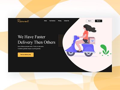 Food Delivery Header Concept (Dark Version) 2019 black character illustration colorful concept concepts creative dark delivery delivery header header header design header illustration photoshop ui design ux design ux ui vector xd design yellow