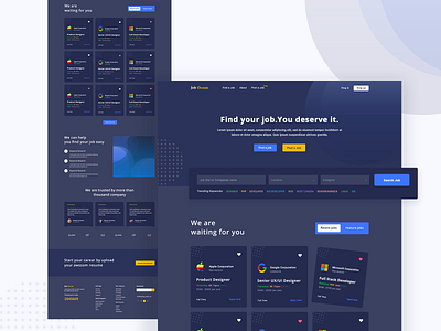 Job portal Landing page Design Concept Dark v1 agency color job job application job board job portal job search jobsite ui uiux uiuxdesign web webdesign