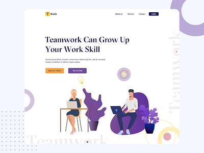 Teamwork Header Concept! 2k20 affinity designer design design art exploration header hero illustration design landingpage line lineart team teamwork typography ui ux vector web webdesign work