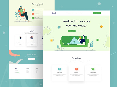 Bookfly Landing Page Design Concept book landing page book web design book web template design chillingmanits creative design illustration landing page shape typography ui ui design user experience userinterface ux uxdesign web design