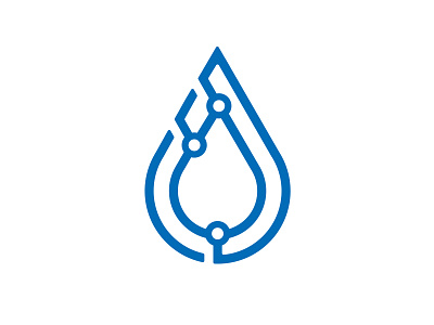 Technology Drop blue branding circuit data design drop graphic design irrigation liquid logo monoline rain simple tech logo technology water