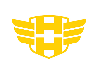 Home Hero badge emblem emblem logo emblems h letter hero hh monogram logo shield vector wings yellow
