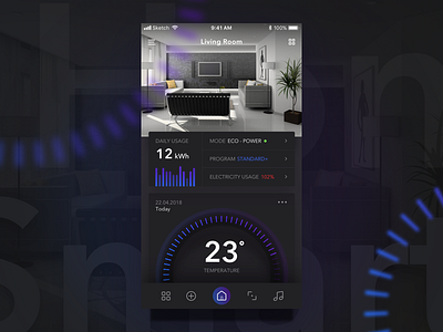 Smart Home App app blue control energy gradient mobile purple smart home ui