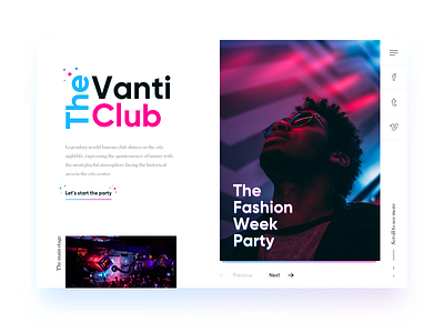 The Vanti Club blue club fashion header interface party pink stylish ui web website