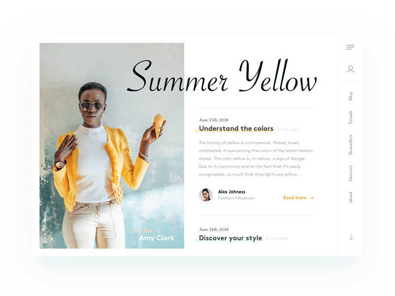 Summer Yellow animation article blog layout motion post summer underline white yellow