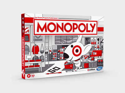 Monopoly: Target Edition board game board games branding cute game design games packaging gaming graphic design illustration kids minimal monopoly packaging design red target