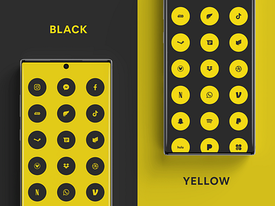Black & Yellow Flatcons a random package android clean flat flatcons icon icon pack icons minimal
