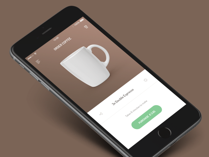 Order a Coffee animation app buy coffee cup filling up invite on the go quick shop
