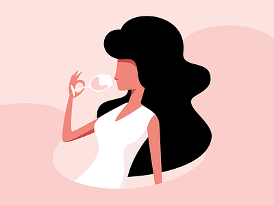 Lady drinking wine illustration illustrator wine woman illustration