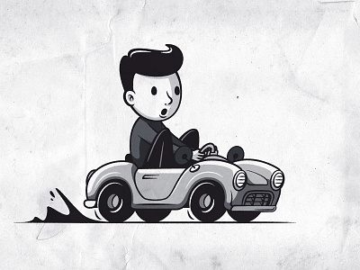 Barnabé's car blackandwhite cardesign character characterdesign drawing illustration illustrationdrawing illustrator