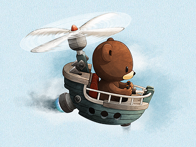 Flying Bear bear flying boat illustration photoshop sky