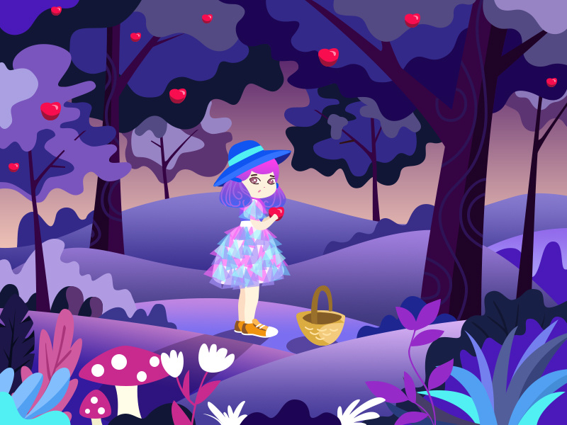 Lost Princess - 06/28/2017 at 01:39 AM scenery woman illustration dream lost forest girl violet