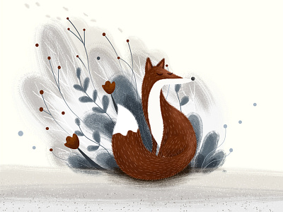 Hear... colors cool flower fox grass illustration warm
