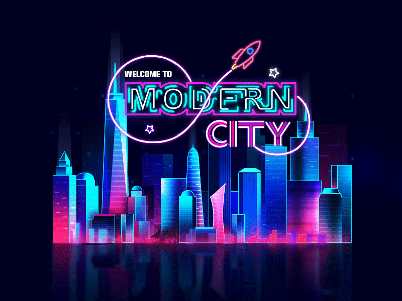 Modern city after effects； photoshop；adobe