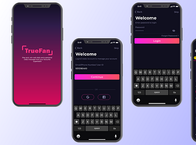 TrueFan mobile app design ui ux uxdesign