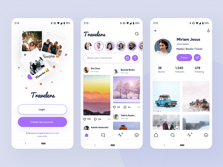 Travelers | social media app exploration by Sudhan Gowtham on Dribbble