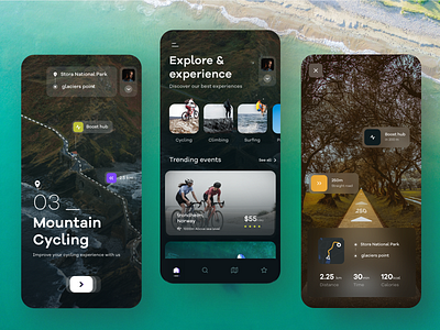 Tour app app banner behance colors cycling design illustration ios mobile mountain bike nature neon night rating social media sudhan surfing tour typography web