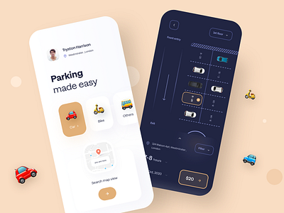 Parking app concept address app bike branding cars customer experience design hours ios iphone location mobile parking roads sudhan typography ux vector