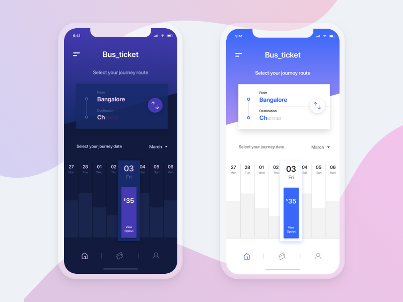 Bus ticket | home page by Sudhan Venkadesh on Dribbble