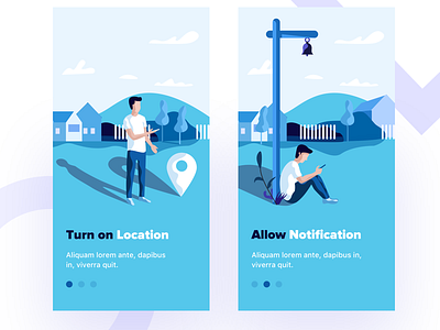 startup illustration-2 dribbble illustration iphone location notification onboarding startup sudhan