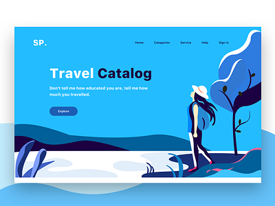 Travel web header illustration catalog header illustration ps she sp sudhan travel tree wen