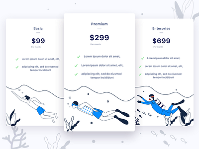 Pricing page diving illustration ios page plants pricing ps sea she sudhan
