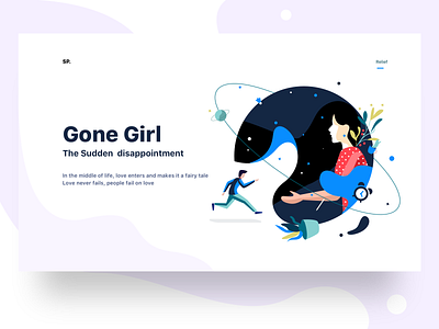 Gone girl alarm bannner design disappointment gone girl illustration ios iphone liquid love love failure man ps she space stars sudden sudhan typography