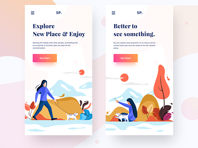 Responsive landing page banner branding design dog explore get started icon illustration landing page mobile nice100 plants she sp space sudhan tree typography vector web