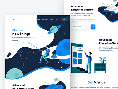 Education website android banner design discover education illustration iphone mac mobile nice100 planets ps stars studies sudhan typography vector windows