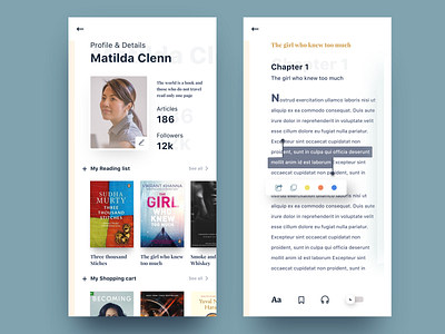 Book app | Profile & reading page