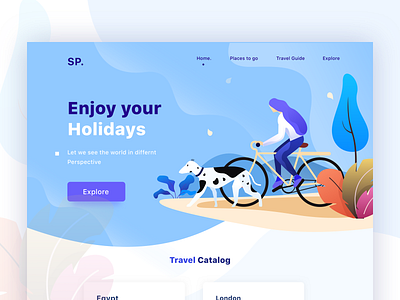 Holiday web header banner branding cycle design do good dog explore holidays illustration ios iphone mobile plants ps she space sudhan typography ux vector