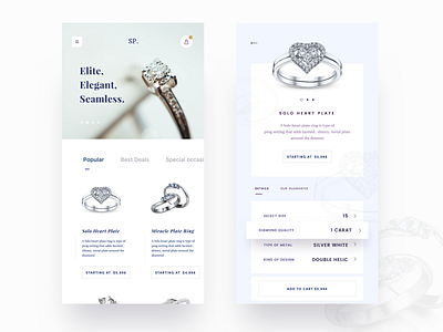 Mobile Responsive app cart design diamond heart jewellery shop mobile nice100 occasion ring sapphire space stone sudhan typography ui ux vector wedding cards wedding ring