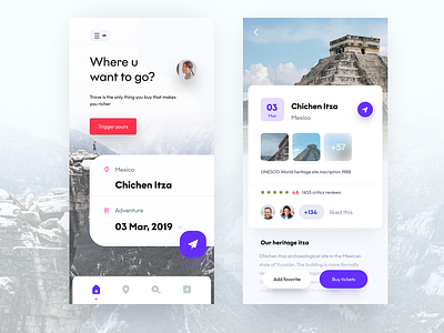 travel app screens chichen itza design favorite flight home page iphone machu pitchu mobile screens sp sudhan ticket travel travel agency trigger typography ux vector web