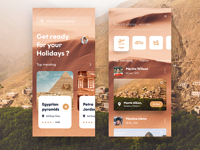 Travel app concept 2 branding design dribbble flat icon illustration iphone mexico mobile nice100 ps pyramids searching she space sudhan tourism travel typography web