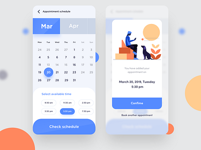 Appointment screens app appointment branding check confirm design doctor illustration illustrations mobile month nice100 ps schedule sudhan tuesday typography ux vector web