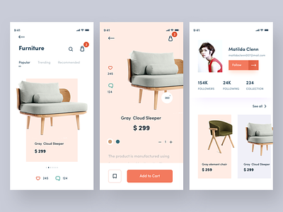 e commerce app add bag app branding chainsaw chair comment design dribbble follow iphone like nice100 online price she status sudhan typography ui gate web