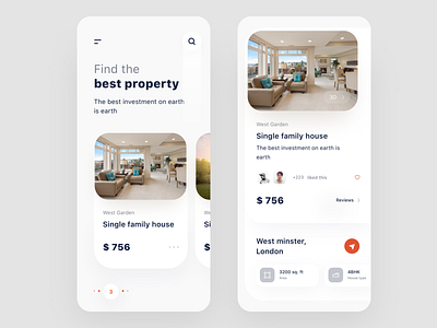 Real estate app 3d app branding design house illustration ios iphone like location logo love nice100 pricing rentals review single sudhan typography white