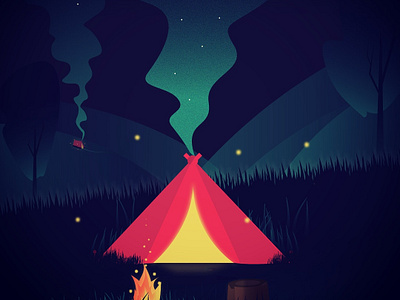 The Campfire adobe art artist dark design dribbble flat design illustration illustrator inspiration new vector