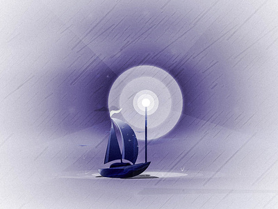 Lost.. adobe adobe illustrator artist blue boat design flat gfx gfxmob illustration illustration art illustrator light lost new night rain sea vector