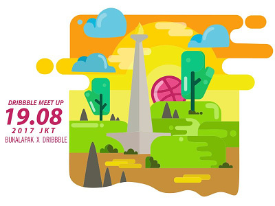 Jakarta Dribbble Meetup x Bukalapak app bedge bukalapak dribbble flat illustration lineart logo meetup vector