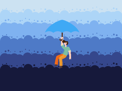 Ready to Dive character design dive flat man sky umbrella vector