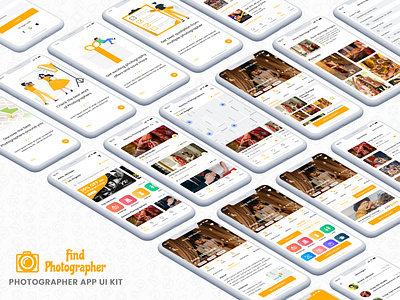 Find Photographer App UI Kit app design book photographer find photographer nearby studio photographer ui kit