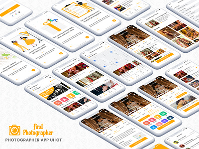 Find Photographer App UI Kit app design book photographer find photographer nearby studio photographer ui kit