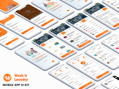 Wash App laundry App UI Kit | App Innovation booking dry clean iron laundry app ui ui kit wash
