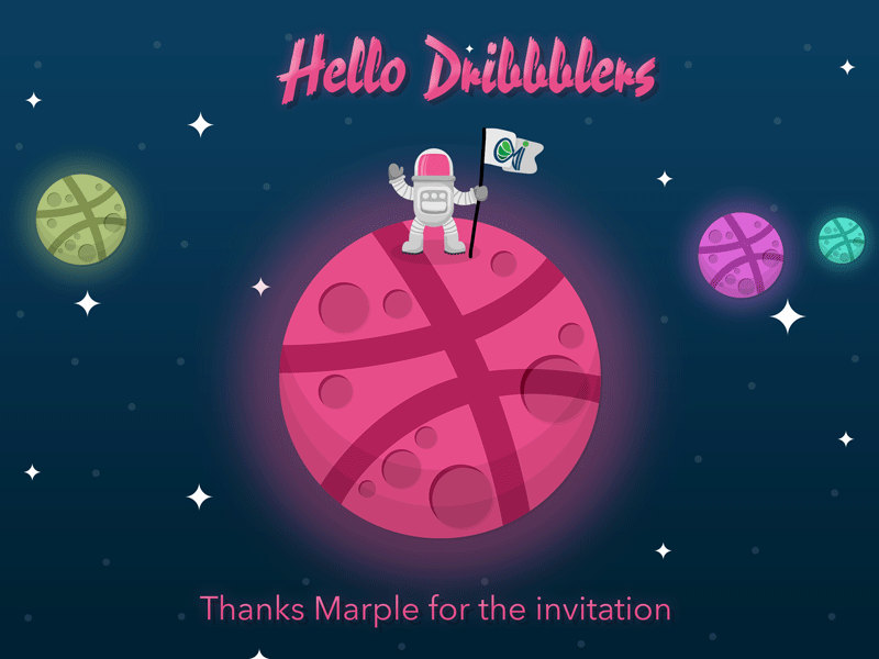 Reached on the dribbble Planet 2d animation art banner debuts design first shot illustration invite planet universe vector